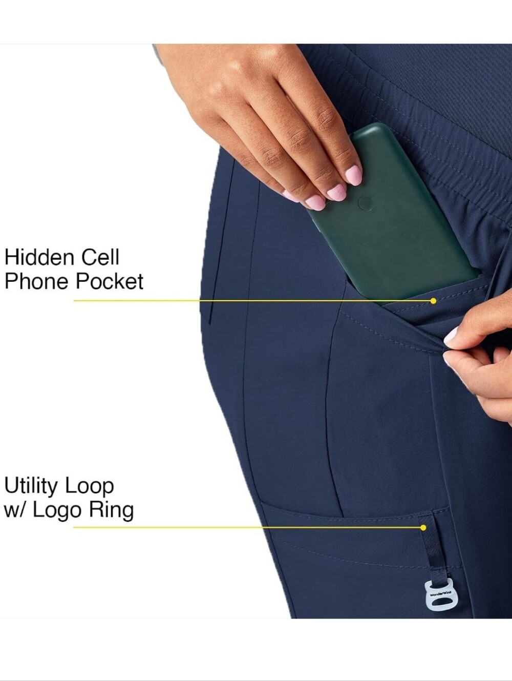 WonderWink Navy Maternity Jogger Pants with Support Panel - Picture 3 of 16